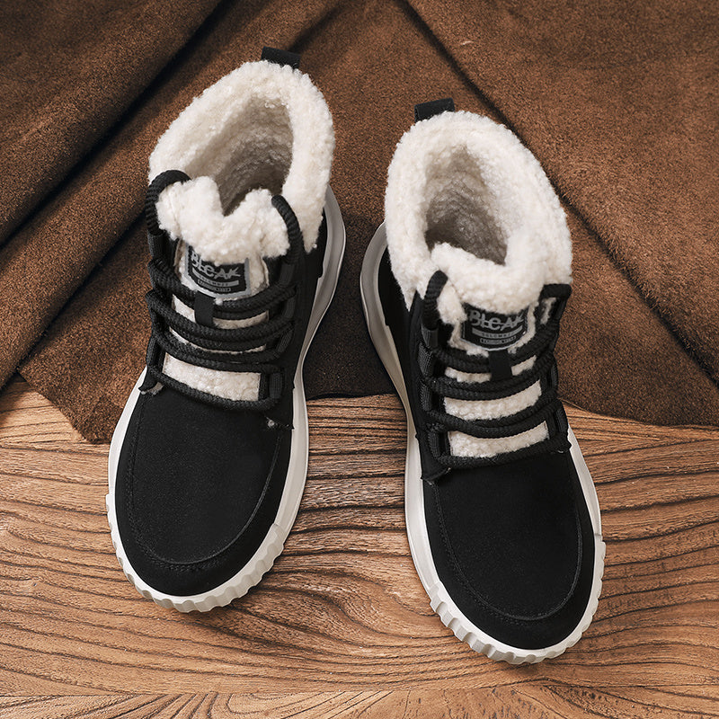 Women's Winter Slip-On Sneakers Low Block Heel Fleece Lining Durable Footwear