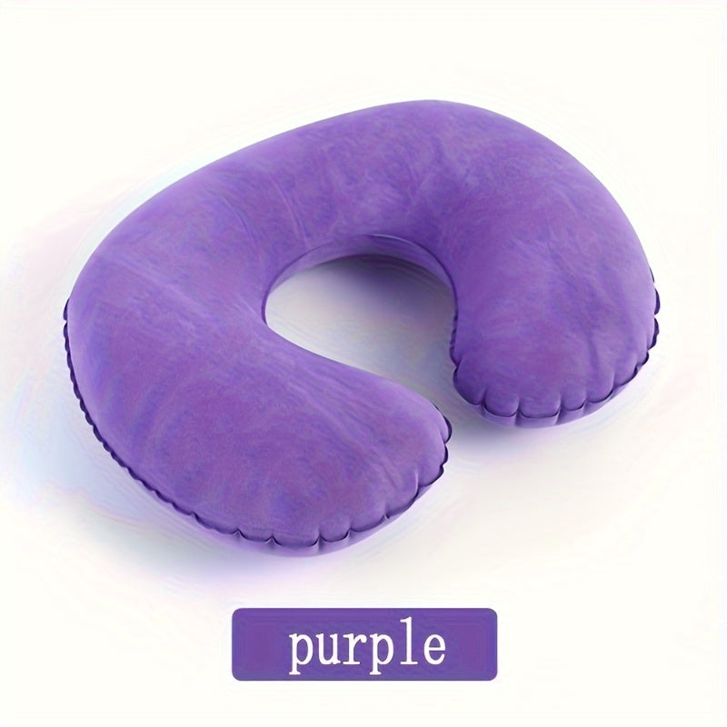 Inflatable C-Shaped Travel Pillow Neck Support for Car and Airplane