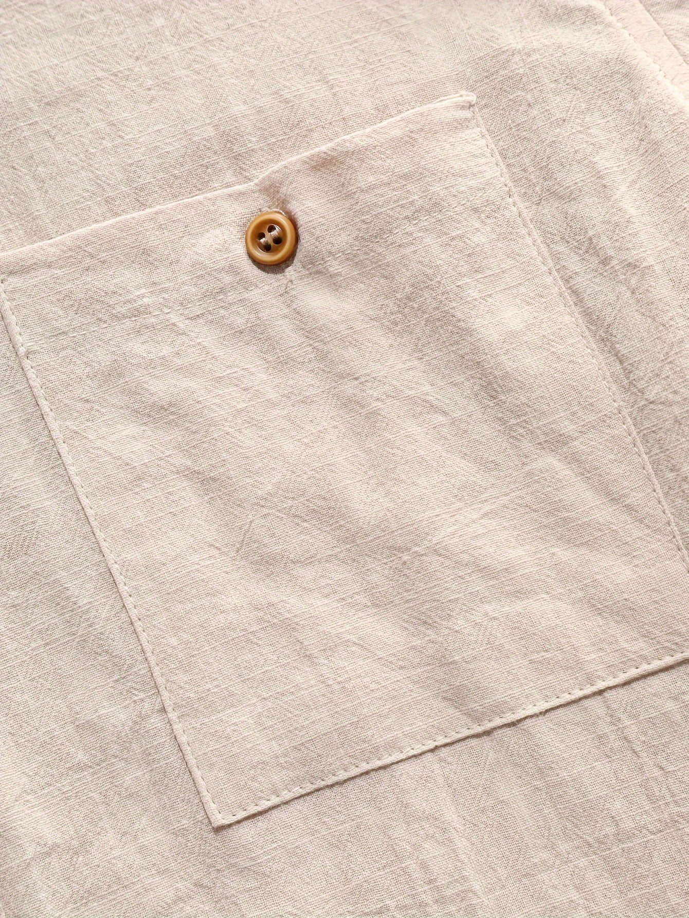 Men's Cotton Casual Shirt Solid Color Button-Up Chest Pocket Summer Regular Fit