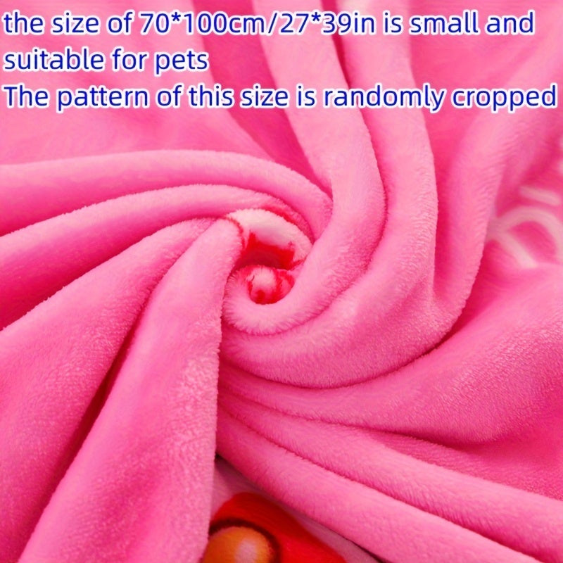 Cozy Flannel Blanket with Cartoon Print for Couch Bed Travel and Camping