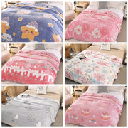 Cartoon Print Flannel Blanket for Kids and Adults Cozy Soft Warm Bed Couch Use