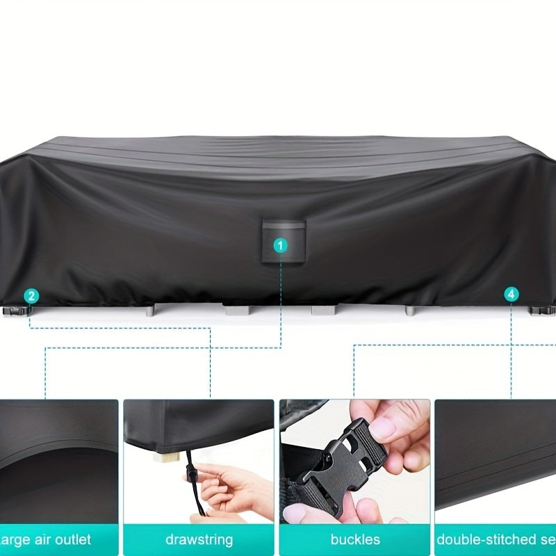 Outdoor Furniture Cover Black 420D Oxford Weather-Resistant Garden Lawn Deck