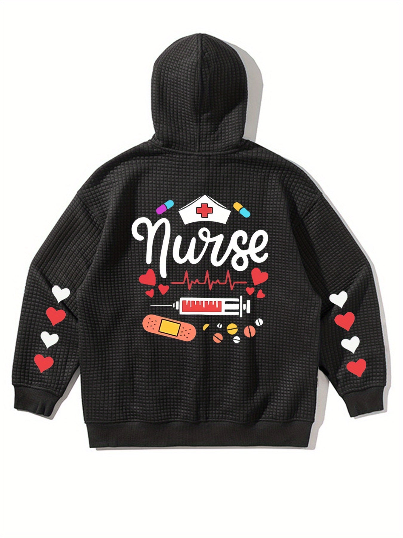 Women’s Comfortably Soft Hoodie Jacket with Heart and EKG Print