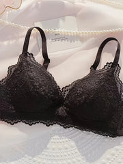 Women's Floral Lace Wireless Push-Up Bralette Breathable Comfortable