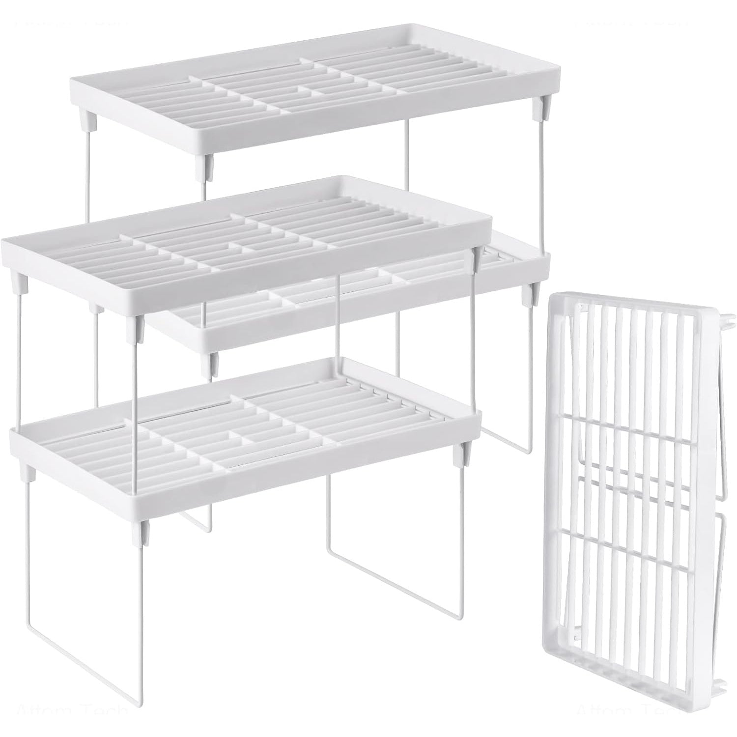 Stackable Kitchen Storage Racks Set of 4, Foldable, Rust-Resistant, Expandable Organizer