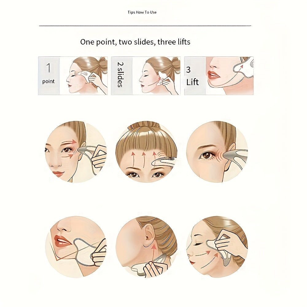 2pcs Facial Massage Roller and Scraping Tool Set Dual Head Heart Shaped ABS Skin Care Body Massager