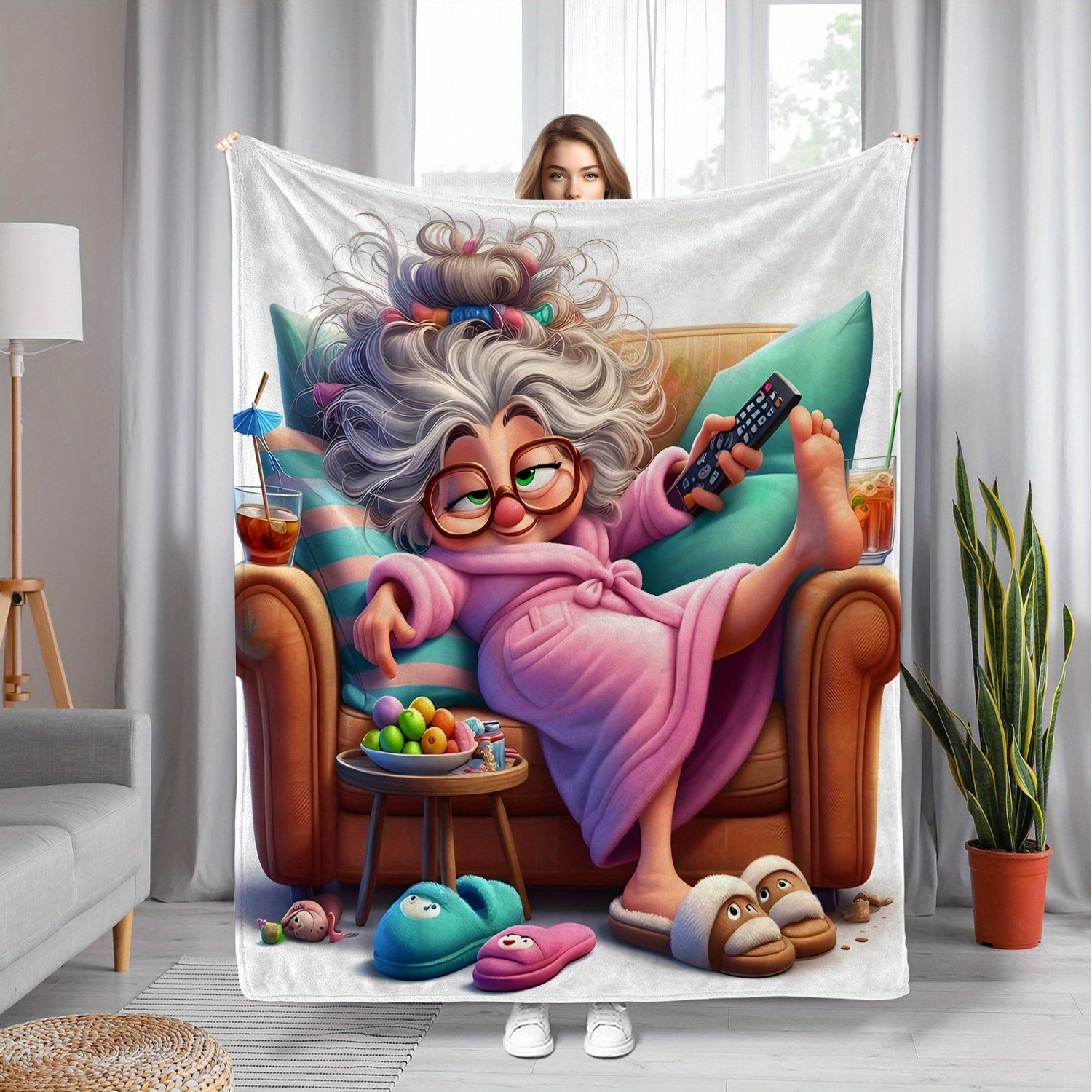 Lightweight Flannel Throw Blanket Cozy Warm Versatile for Couch Bed Travel