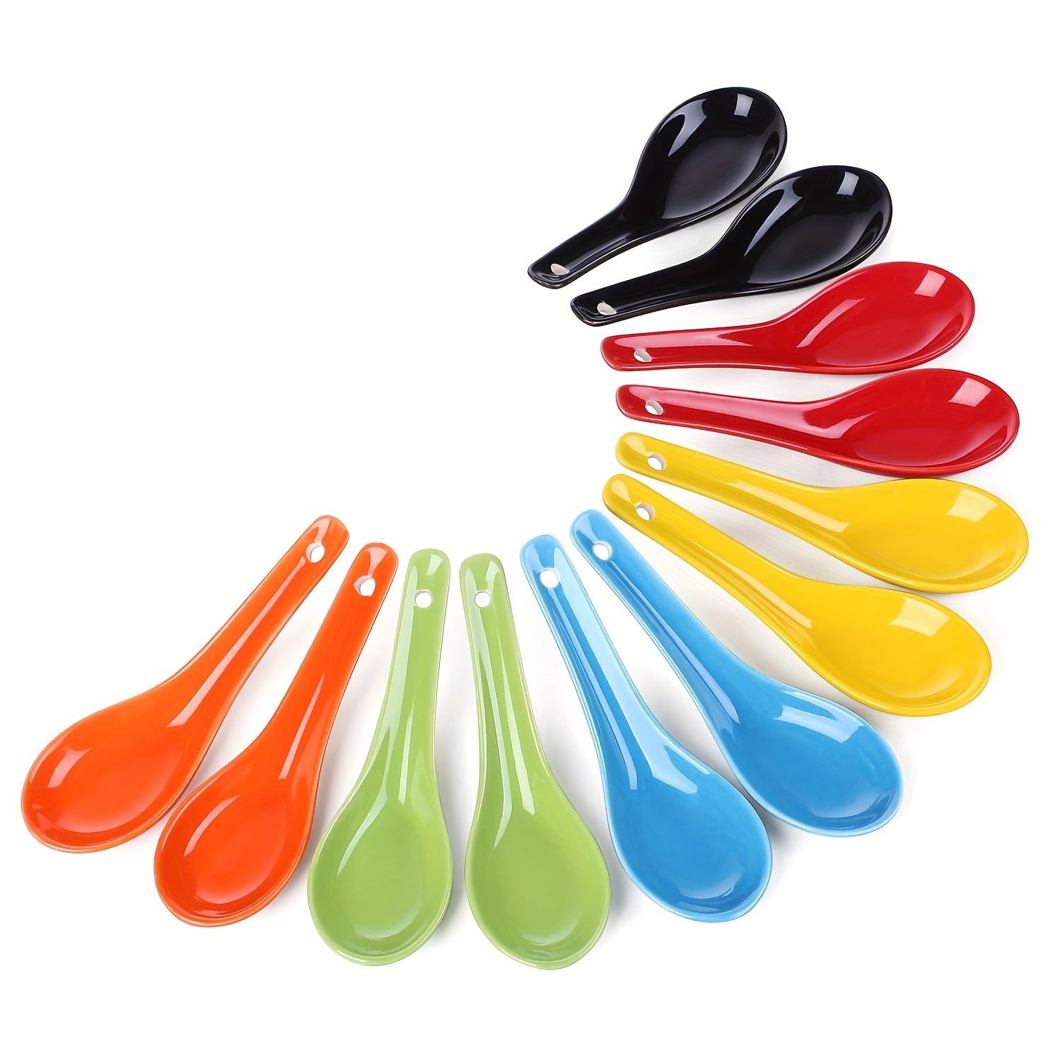 6-Piece White Ceramic Soup Spoon Set Microwave Oven Dishwasher Safe