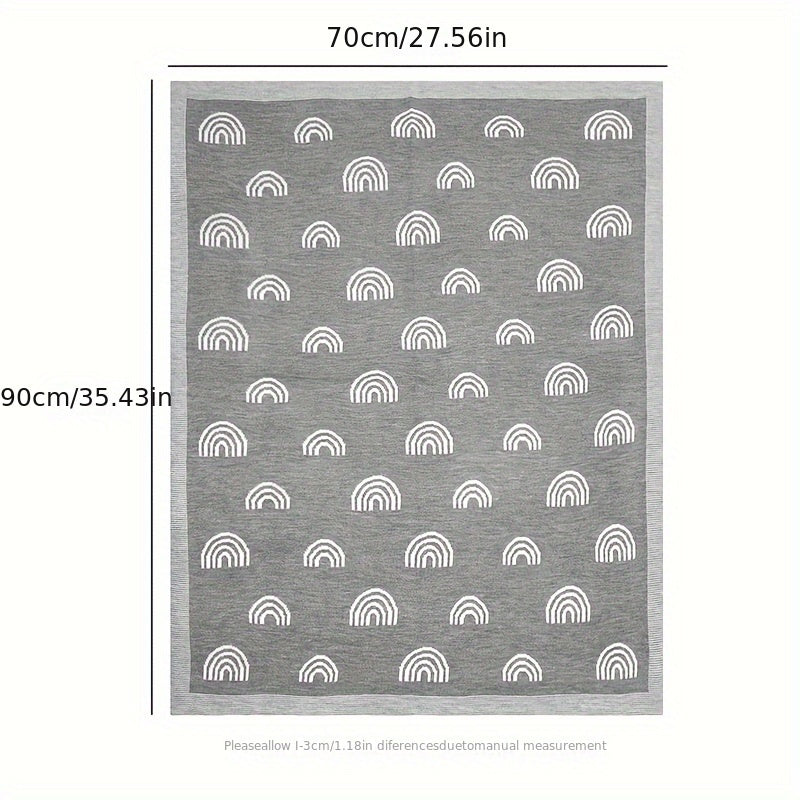 Детское одеяло из радужного жаккардового трикотажа для коляски и кровати в голубом, зеленом, сером и розовом цветах