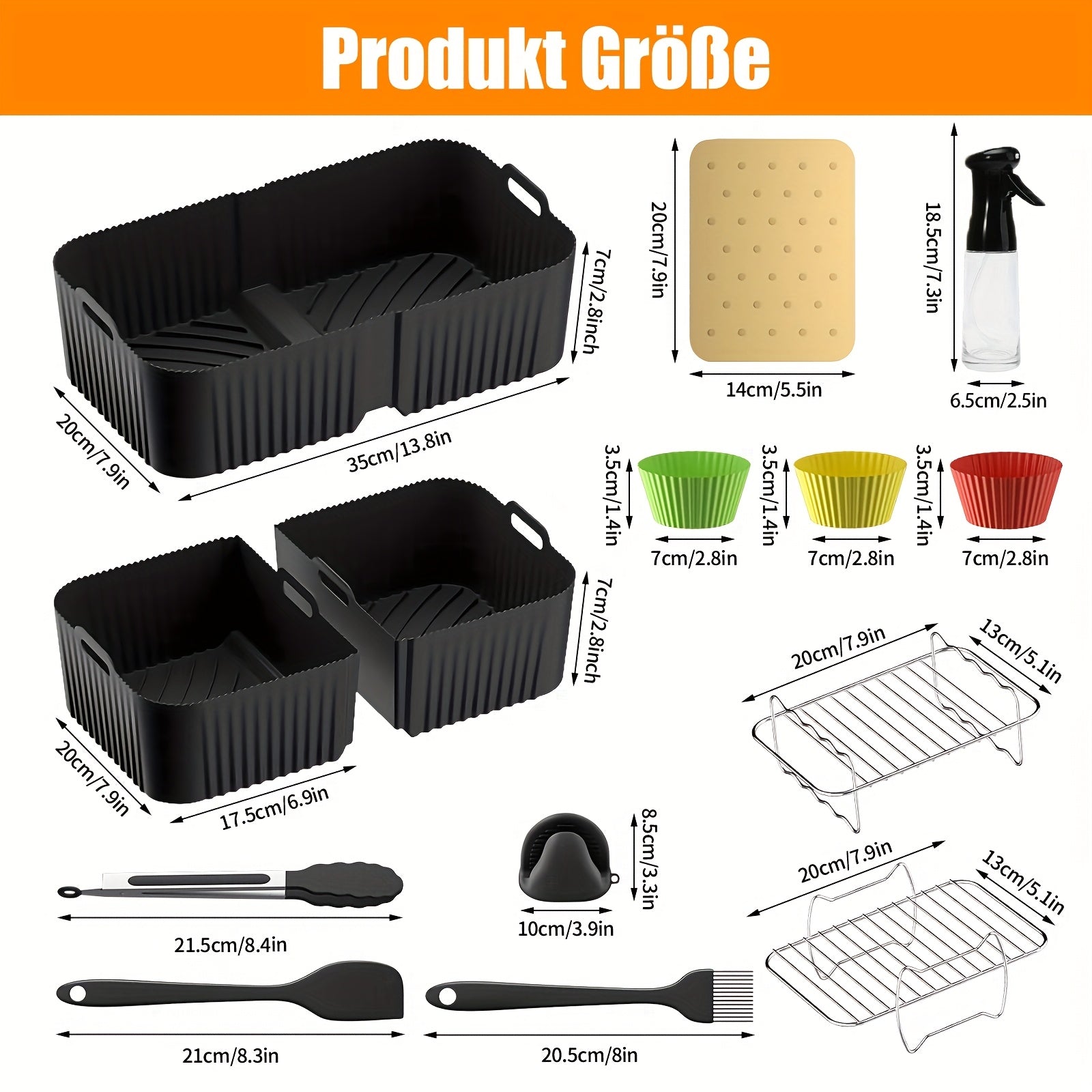 Ninja Foodi Flexdrawer 10.4L Silikonli Issiq Havo Qovurish uchun Aksesuarlar AF500EU modeliga mos keladi, 1 ta 10.4L va 2 ta 5.2L qovurish uchun Ninja Hot Air Fryer uchun.