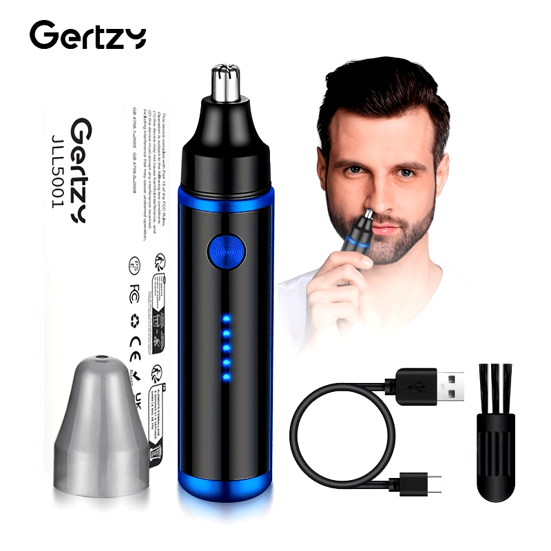 Recortadora eléctrica de nariz, orejas y vello facial de acero inoxidable para unisex con carga USB