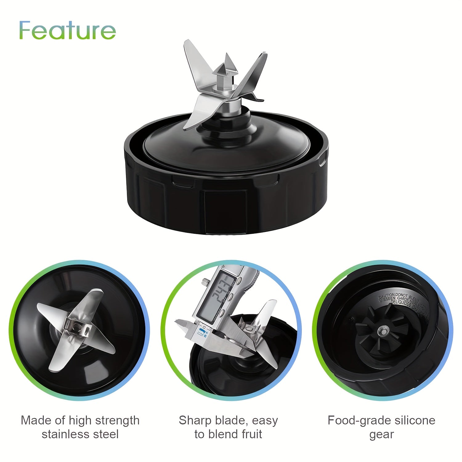 Nutri Ninja Blender Auto IQ BL480 BL482 BL642 BL682 NN102 uchun rezina qozon bilan yetti finli tortish pichoqi to'plami, barcha blender almashtirish qismlari bilan mos keladi.