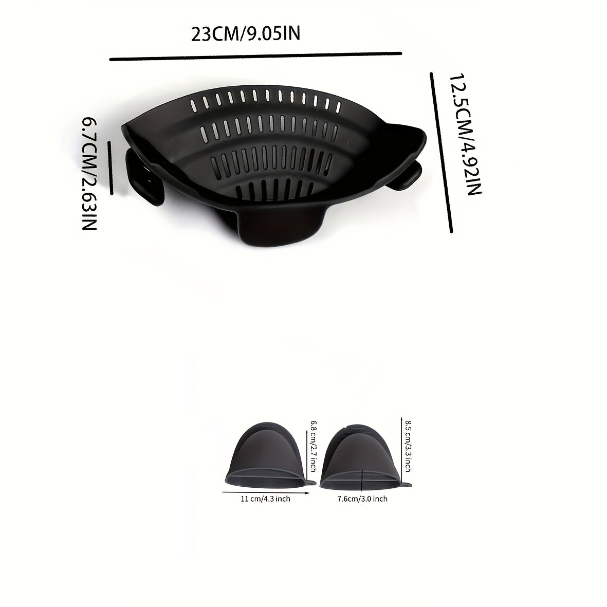 3-Piece Silicone Kitchen Gadget Set with Pot Strainer Oven Mitts and Adjustable Clip Strainer