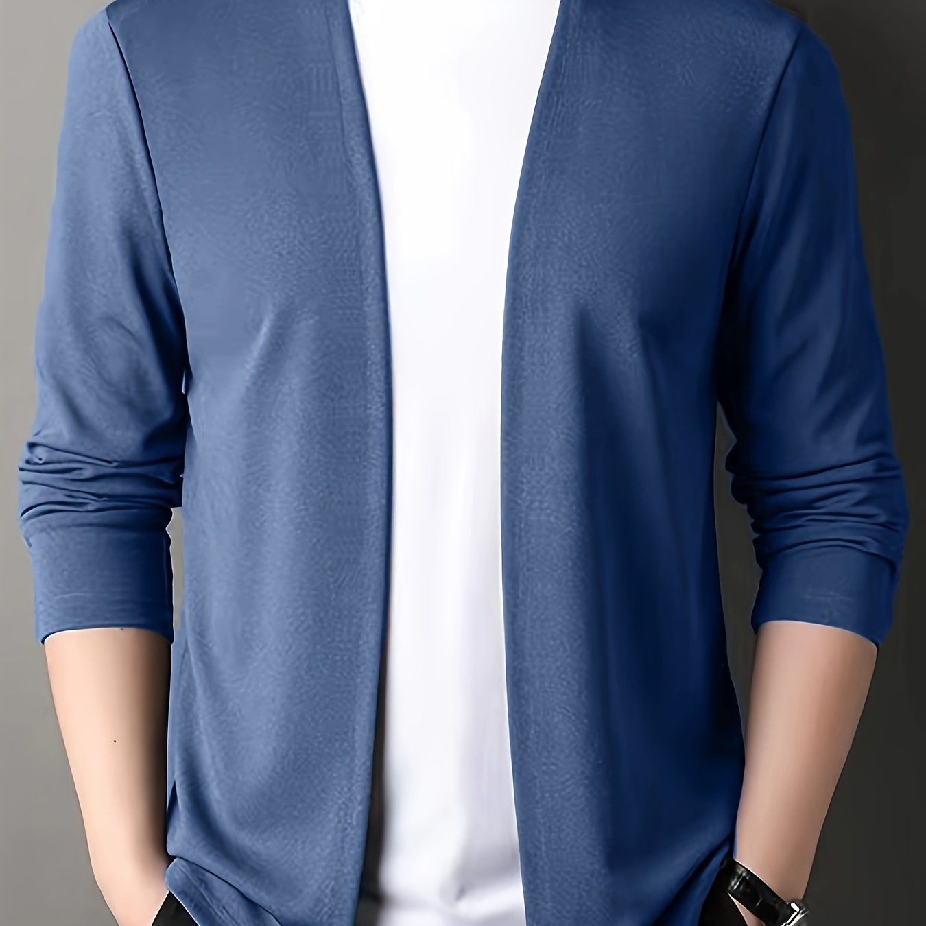 Men's Knit Cardigan Solid Color Slim Fit Spring Casual Polyester