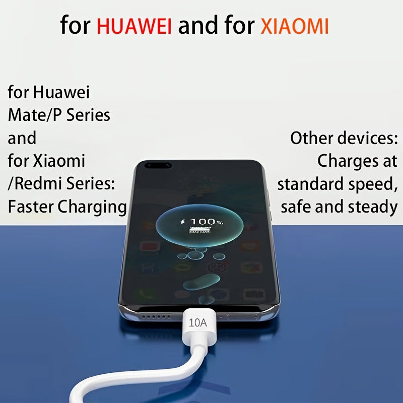1 шт. 10A Быстрая зарядка USB на Type-C кабель с матовой отделкой из ПВХ, максимальная выходная мощность >80W, совместим с телефонами Honor и Huawei, рабочее напряжение ≤36V, не содержит батареи