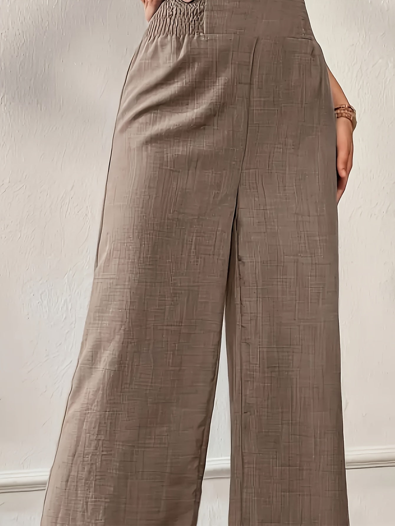 Women's Wide Leg Pants Polyester Solid Color High-Waisted Spring Summer Fall