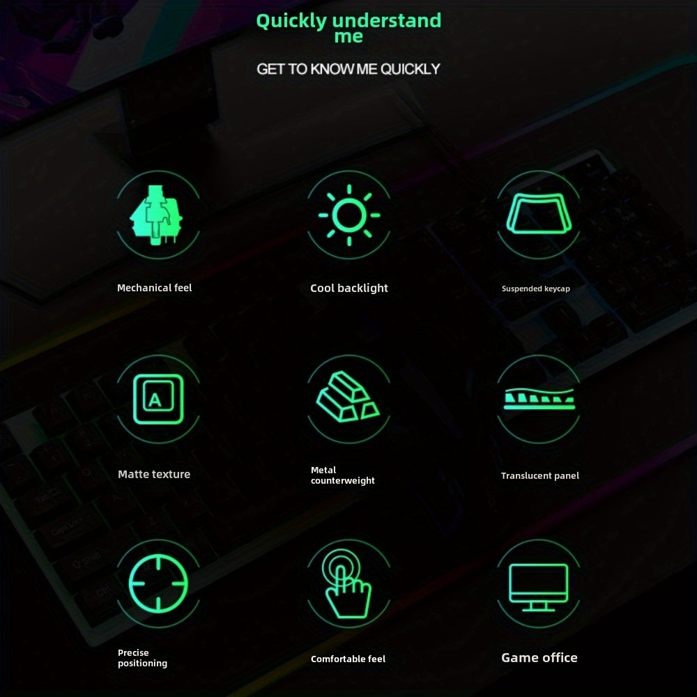 Illuminated Wired Gaming and Office Keyboard and Mouse Set