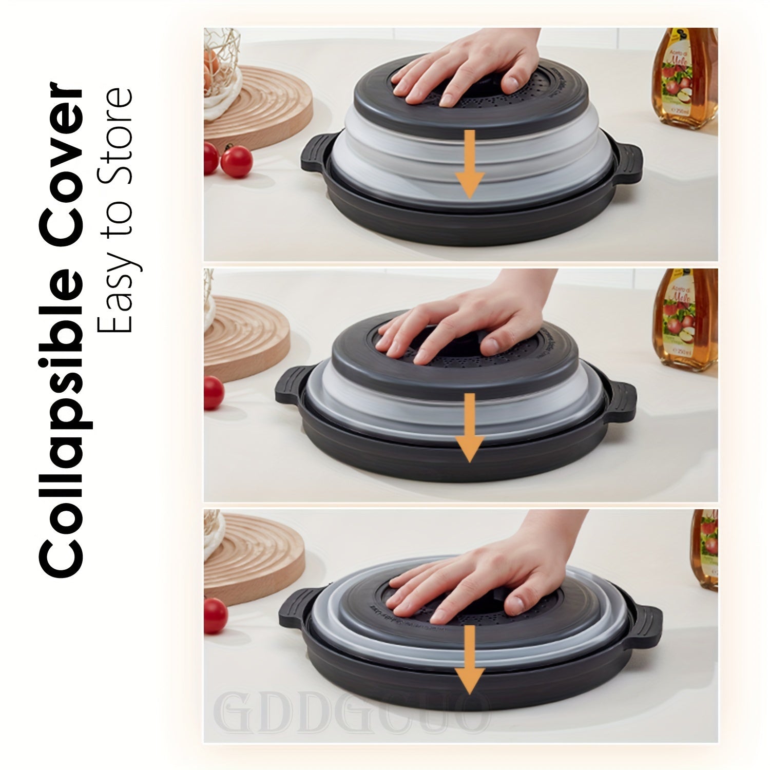 Microwave Splatter Cover Set with Tray 26.92 cm BPA-Free Splash Guard Plate in Blue Gray Red Green