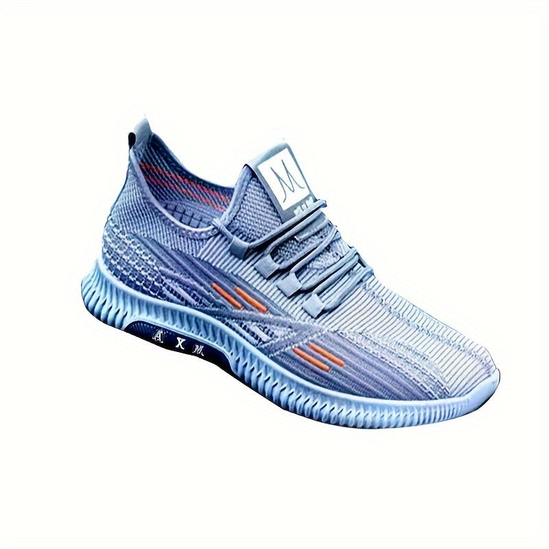Men's Breathable Knit Jogging Shoes with Durable Fabric Upper and Lace Closure