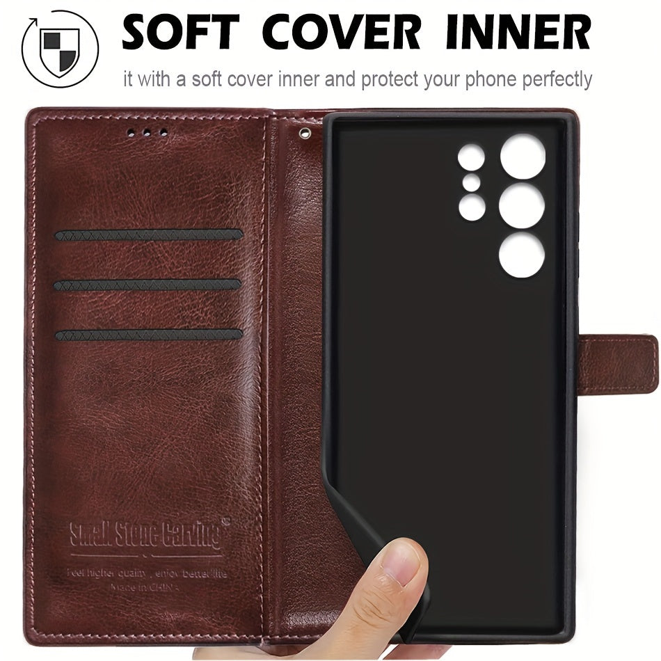 Faux Leather Wallet Case for Samsung Galaxy S25 Ultra Plus Shockproof Stand Card Holder