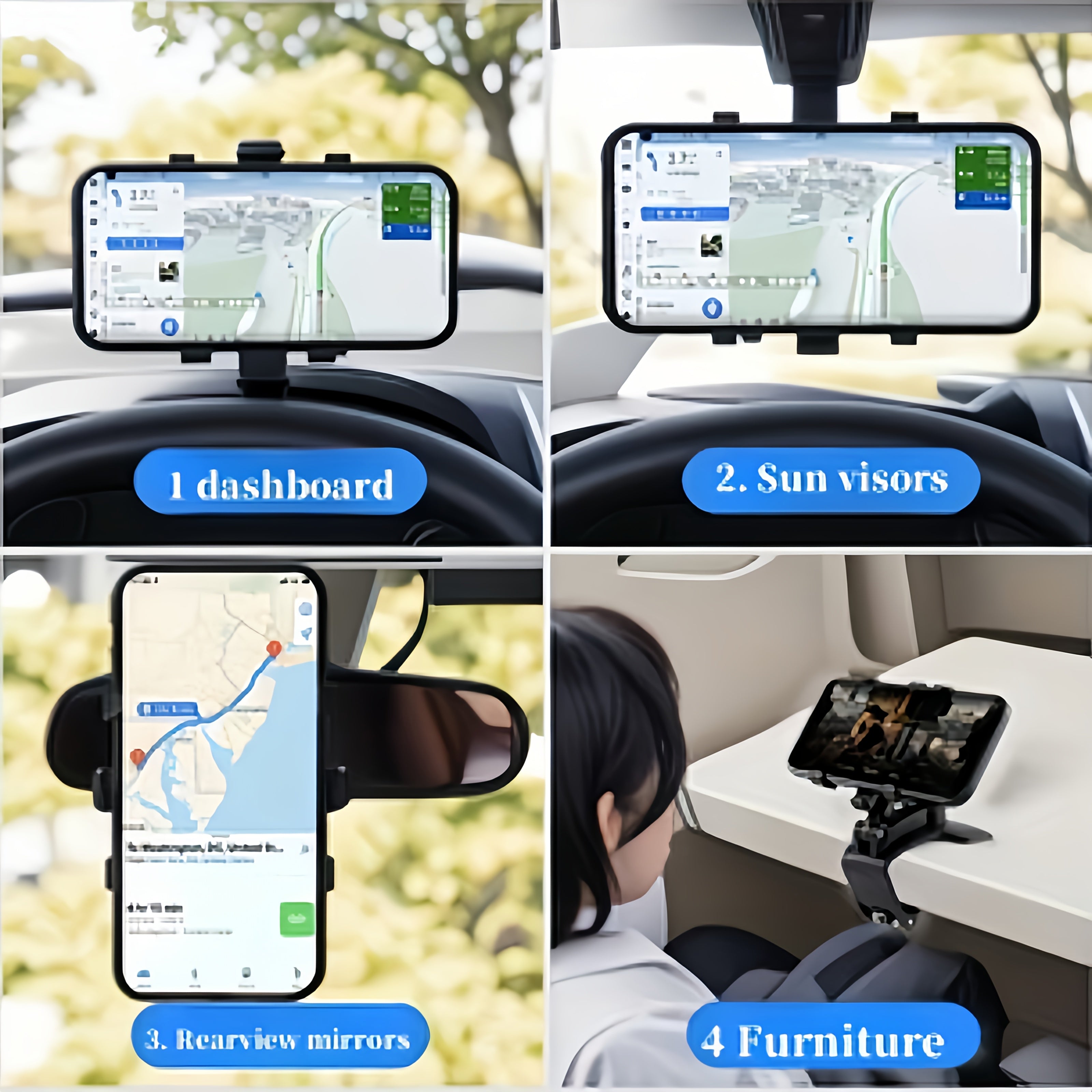 Universal Car Mount with Rotatable Adjustable Stand Waterproof Durable