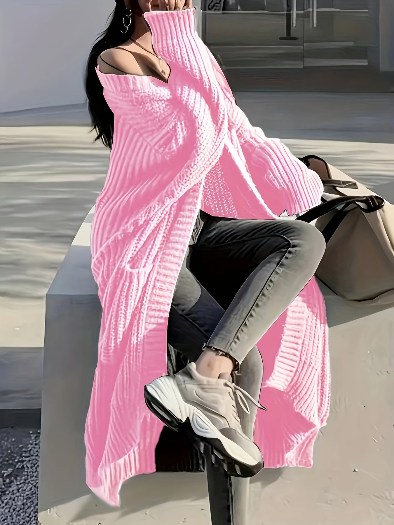 Ayollar uchun tasodifiy, uzun yengli ochiq oldi kardigan.