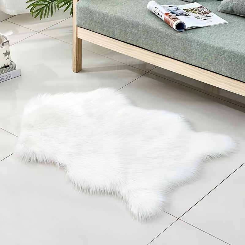 Faux Sheepskin Area Rug, Solid Color, Lightweight, Easy to Clean, Indoor Use