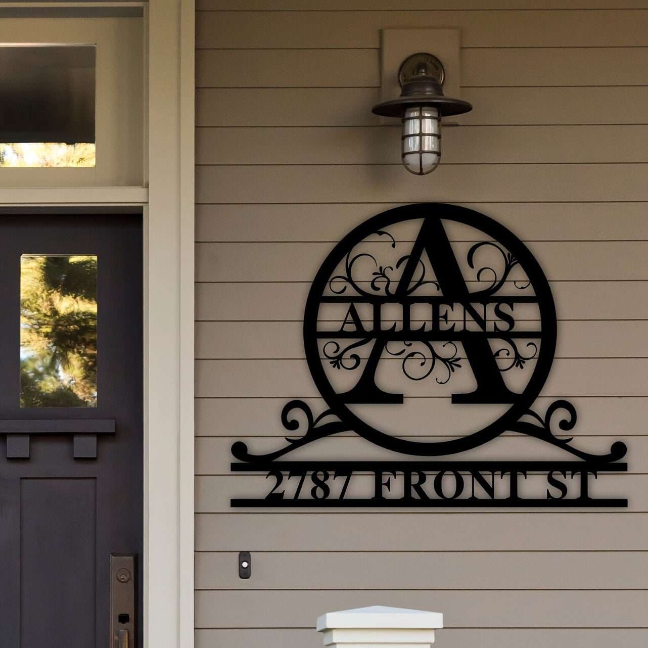 Custom Metal Family Name Sign with Monogram and Last Name Weatherproof Durable Textured Finish for Home Decor