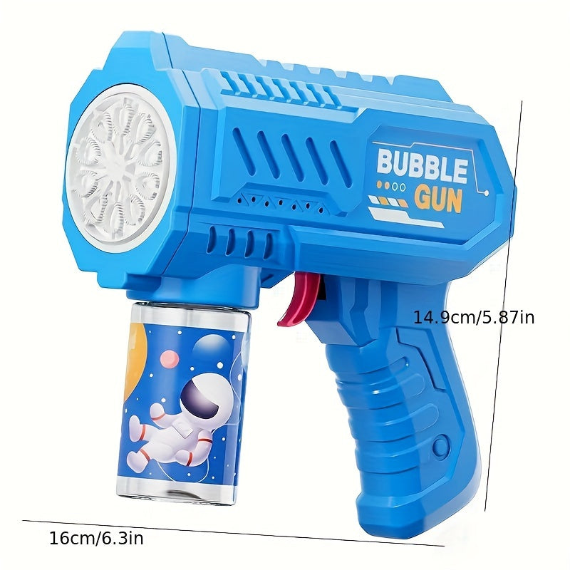 Kids Bubble Gun Toy with LED Lights, 10-Hole Plastic Blaster for Ages 3-12