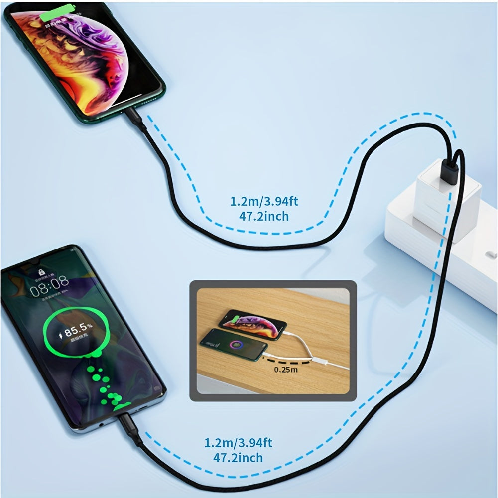 Super Fast Charging USB A to Dual Type-C Data Cable 6A Multi-Functional