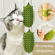Rubber Self-Grooming Cat Scratcher Wall Mount with Flexible Bristles for Fur Removal