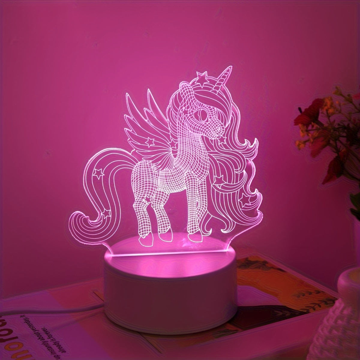 3D Unicorn Night Light USB Desk Lamp for Kids and Adults with Switch