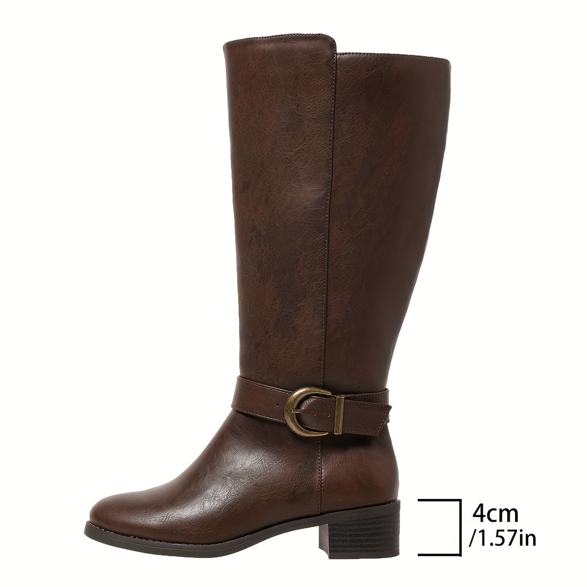 Women's Black Mid-Calf Cover Boots with Chunky Heel and Side Zipper