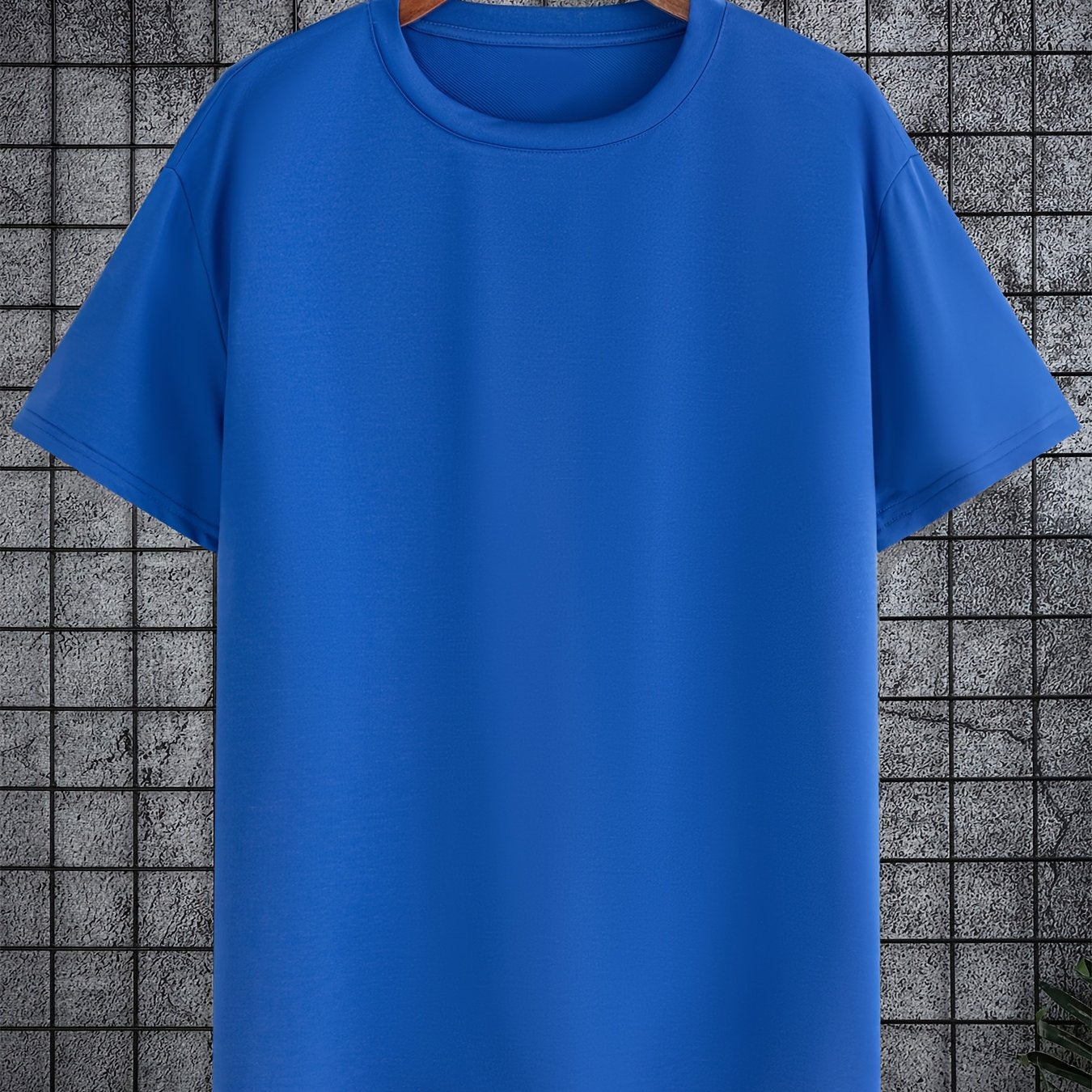 Мужская большая полиэстеровая однотонная футболка с круглым вырезом и короткими рукавами для лета