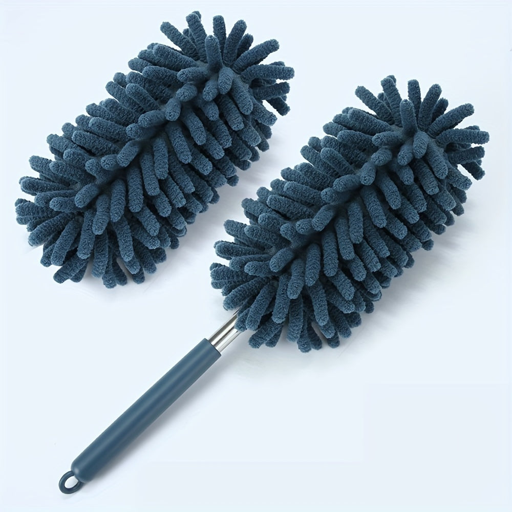 Мини-набор для очистки автомобиля с выдвижной ручкой, микрофибровыми сменными насадками