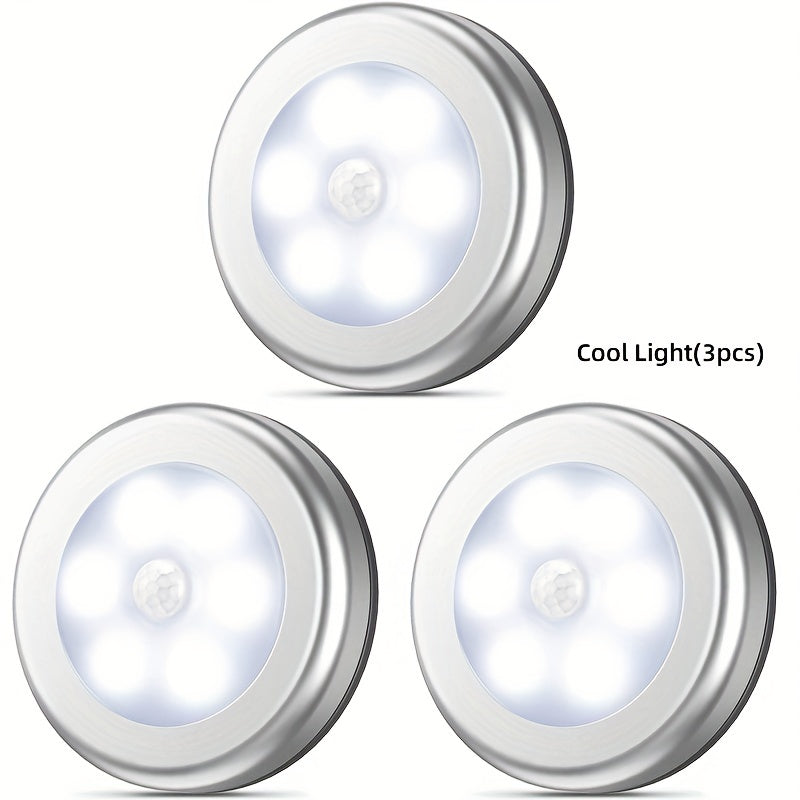 Harakat Sensorli Yoritgich, Ichki LED Tun Yoritgichi, Simsiz Batareya Bilan Ishlaydi, Oshxona, Qadam, Yotoqxona, Hammom uchun. 1 dona, 3 dona yoki 6 dona mavjud.