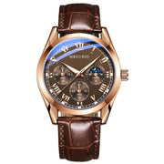 Men's Sports and Business Watch with Leather Strap and Water Resistance