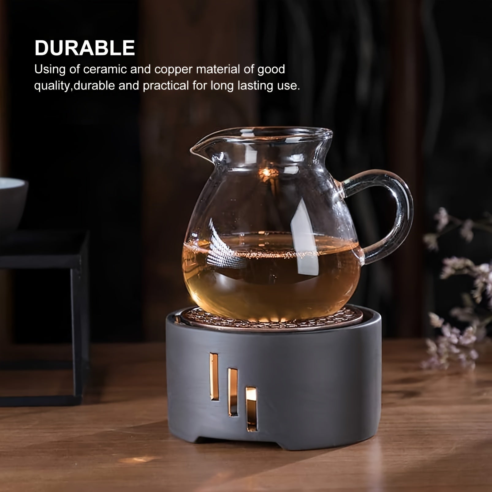 Compact Kung Fu Tea Stove with Candle Heating Base for Porcelain Tea Pot Warmth