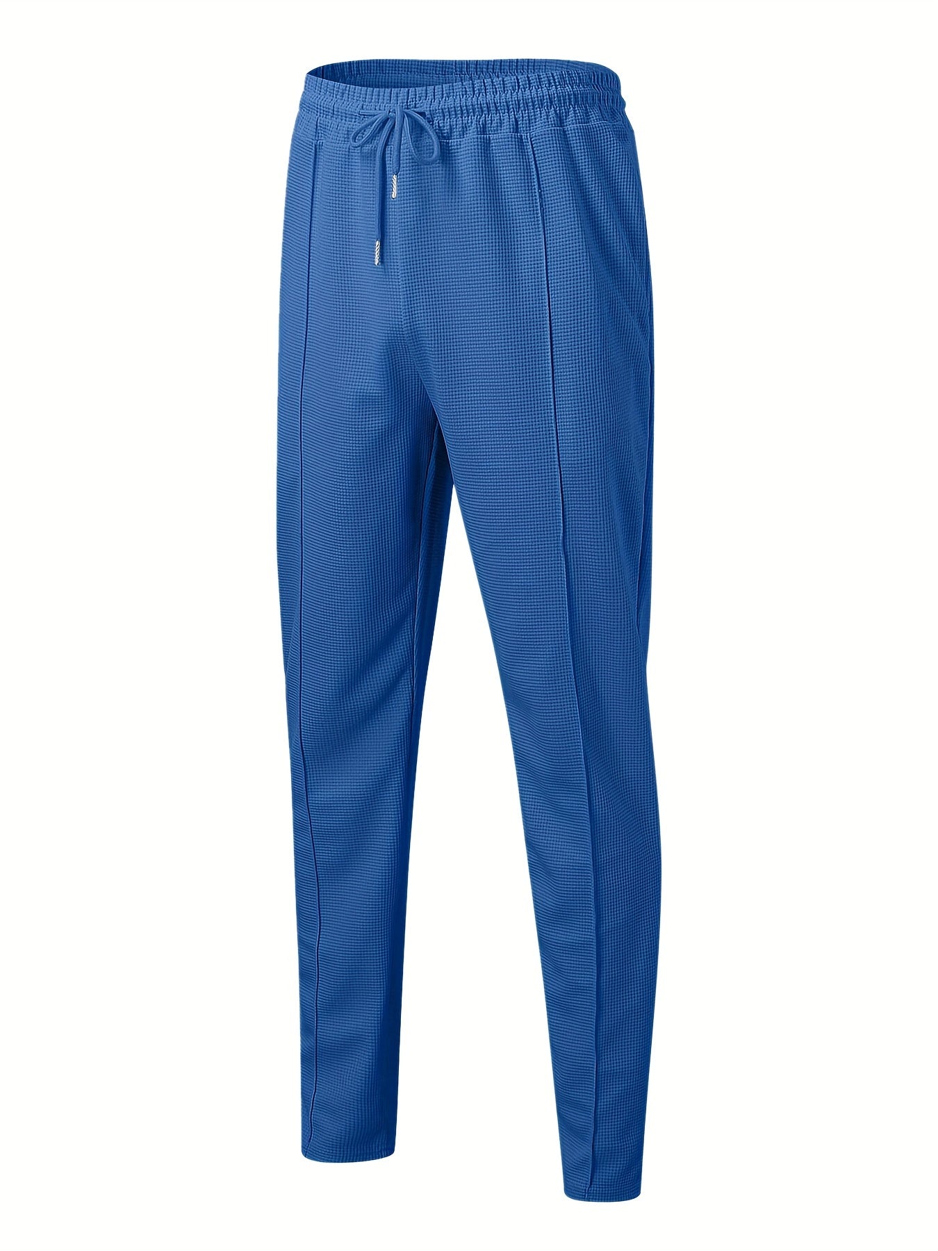 Men's Waffle Pattern Outfit Set V Neck Shirt and Sweatpants for Spring Fall