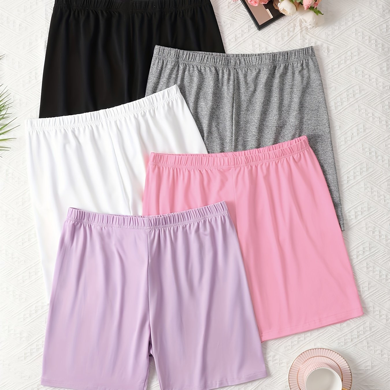 Women's Plus Size Lounge Shorts Elastic Waist Solid Casual Home Wear