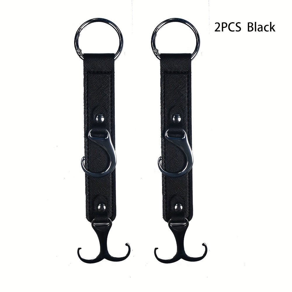 2PCS PU Leather Car Seat Hooks Auto Interior Organizer Hangers for Bags and Coats