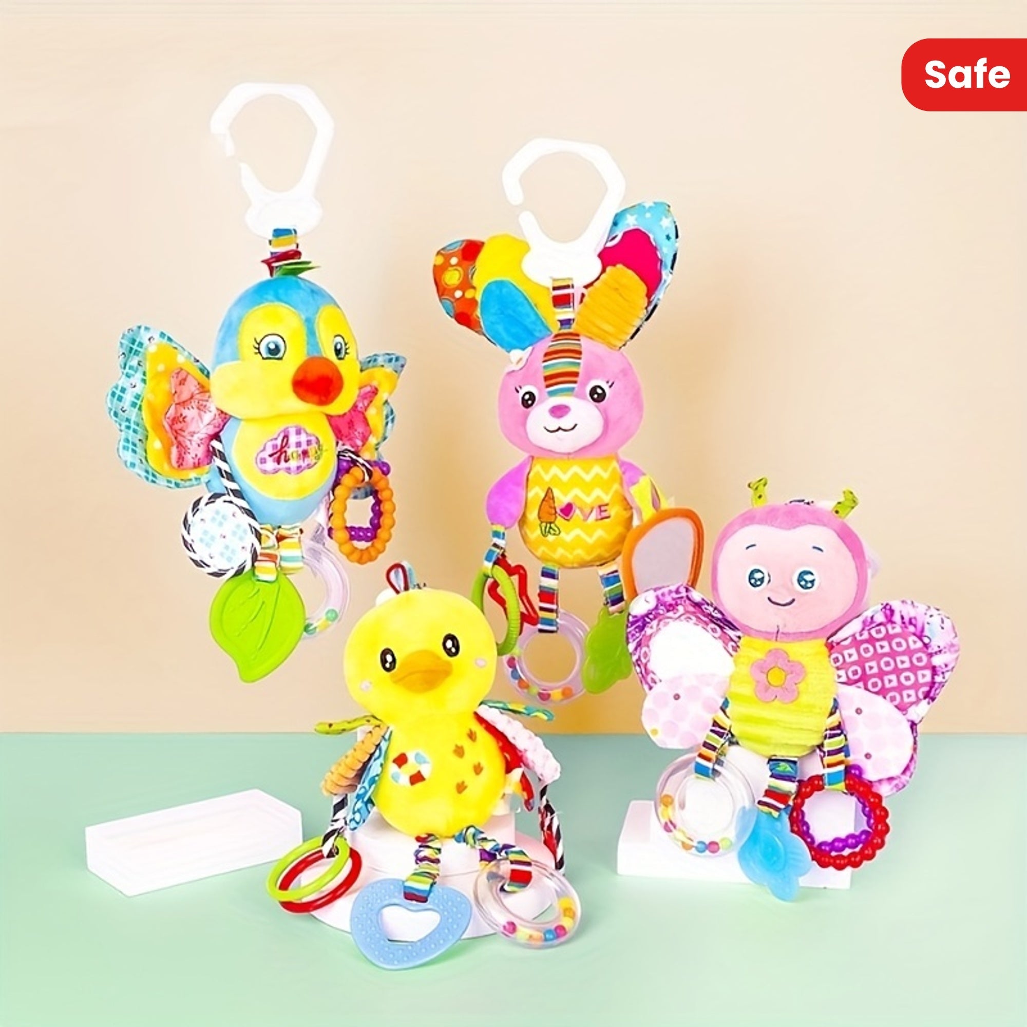 Baby Toys for 0-1 Year Olds Car Seat Mirror Rattle Teether Stroller Pendant