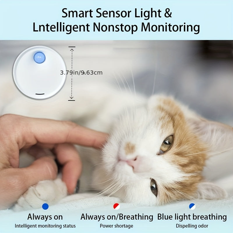 Cat Odor Purifier for Litter Boxes Smart Device with 24-Hour Monitoring Pet-Friendly Sensor Light
