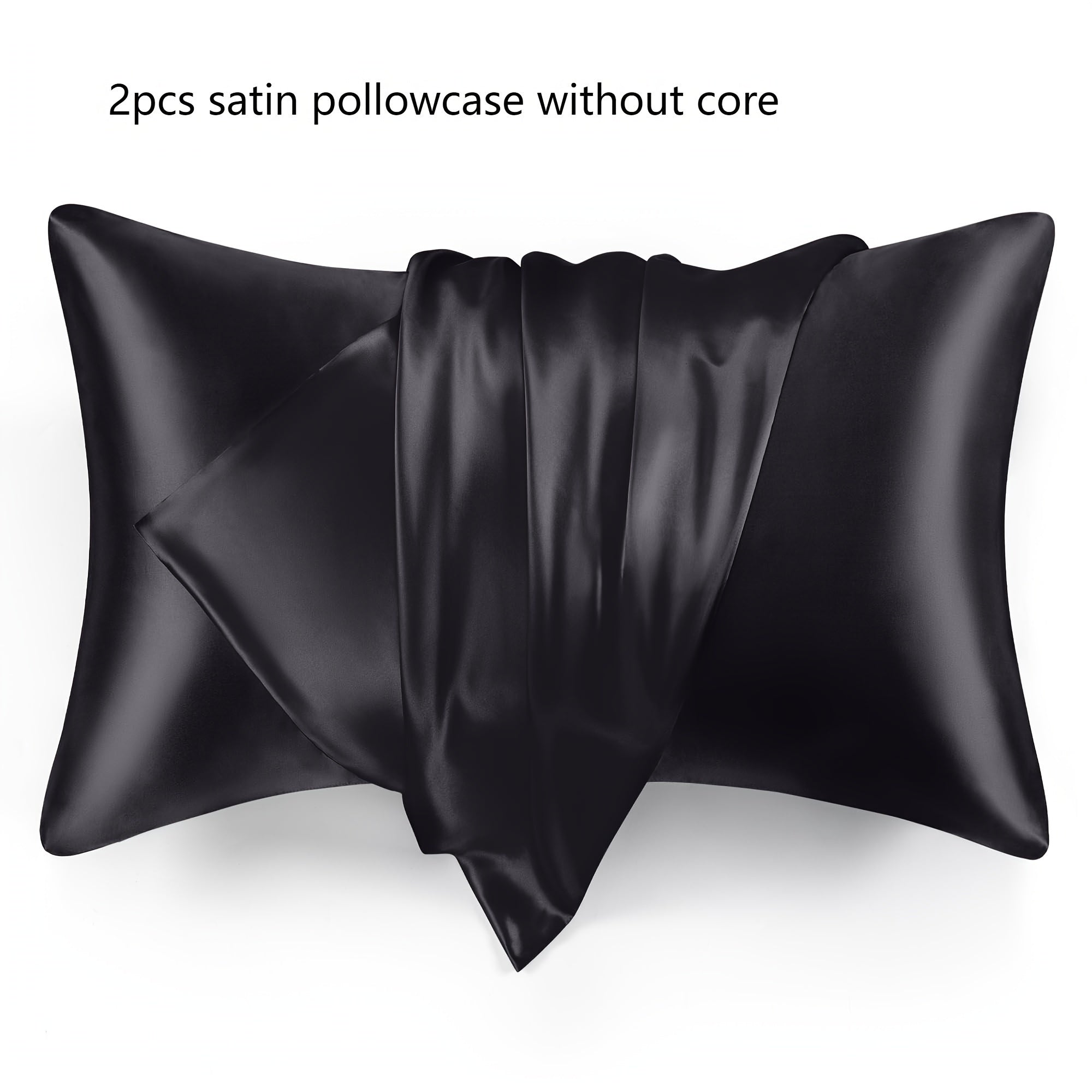 Set of 2 White Satin Pillowcases Breathable Cooling Hypoallergenic Sleep