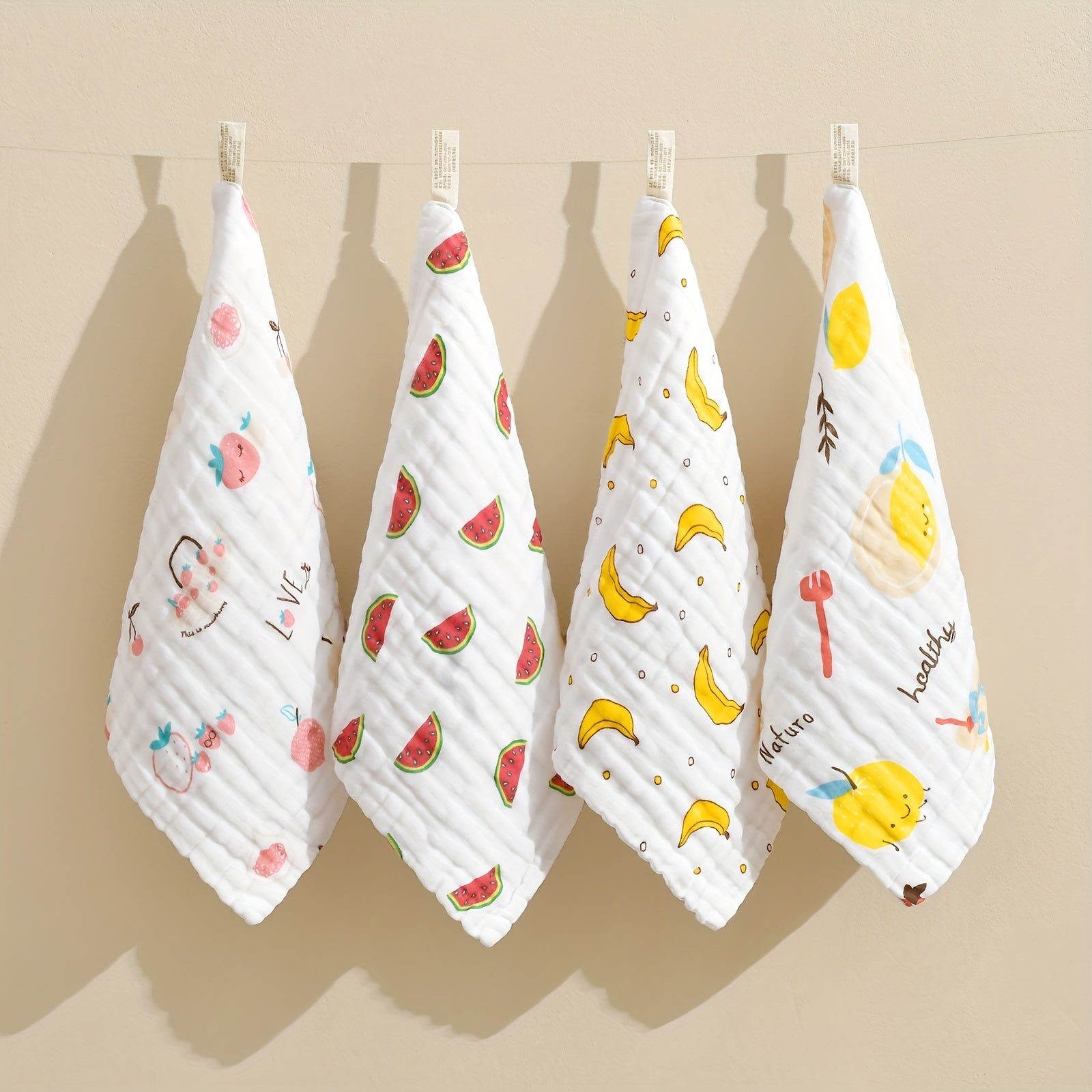 Set of 4 Cotton Baby Towels 23x23cm for Bathing Feeding Wiping and Burping