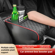 Memory Foam Car Armrest Pad with Storage Pockets Cup Holder and Phone Stand Red 20cm