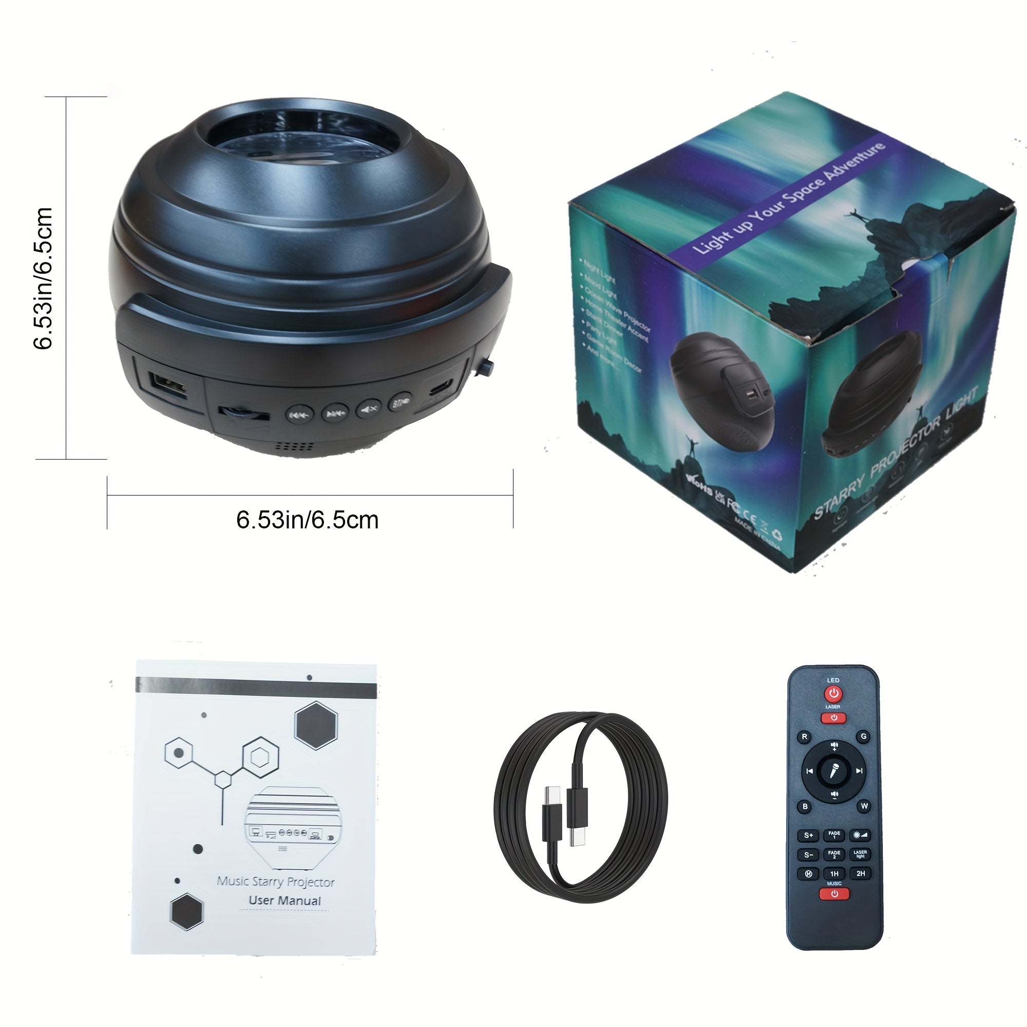 Proyector de estrellas con control remoto por app y altavoz para música para dormitorio