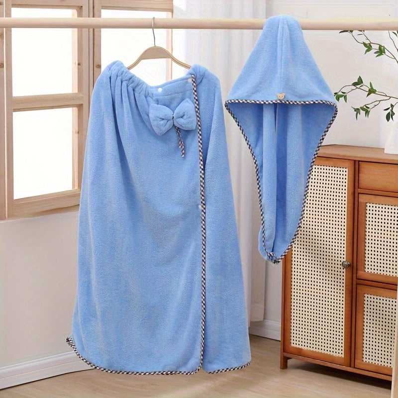 Set of 2 Women's Bath Towels with Hair Drying Towel, Soft, Absorbent, Adjustable for Sauna Beach Pool Home