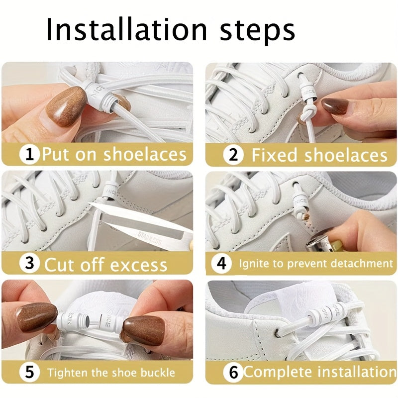 No-Tie Elastic Lace Shoes for Men and Women Quick-On Flat Shoe Laces