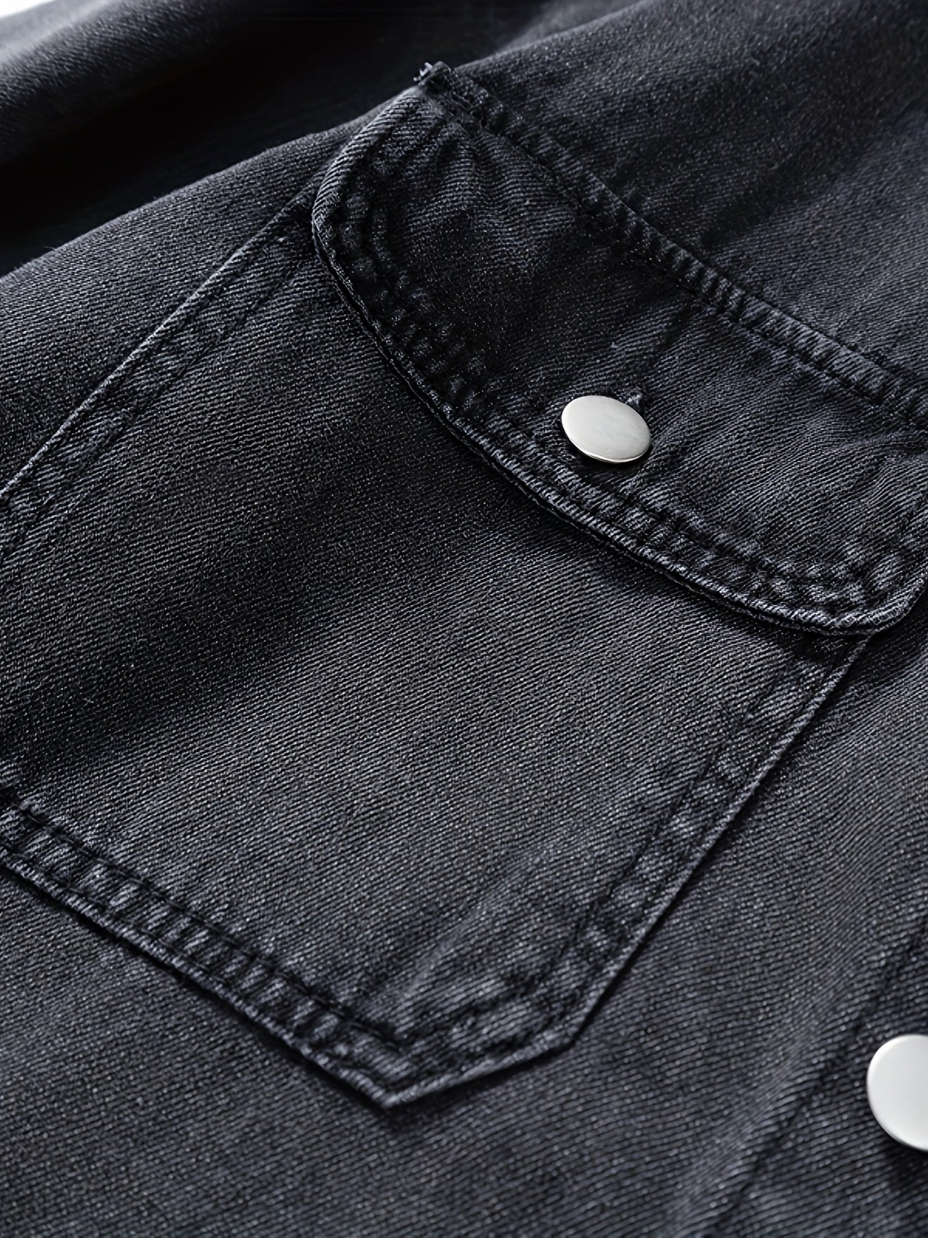 Men's Casual Denim Shirt Long Sleeve Loose Fit Chest Pocket Spring Fall